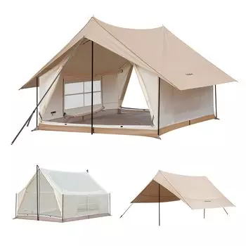 KingCamp Lodge Тип Семейный Для 3-5 Крупных Насекомых УФ Вода Открытый Отель Подходит Для Поликоттона TC Палатка Палатка, Кемпинг, Палатка, Люди, Обзор 360°,