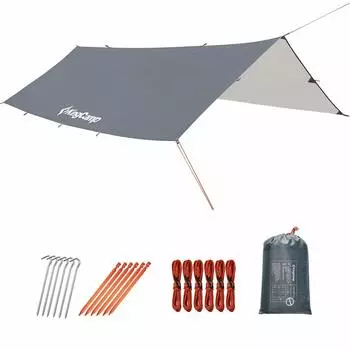 KingCamp Tarp Camping Rectatarp 3мx3м Серый тент от солнца Водонепроницаемый брезентовый тент с защитой от УФ-излучения Легкий тент от солнца Уличный тент с защитой от УФ-излучения
