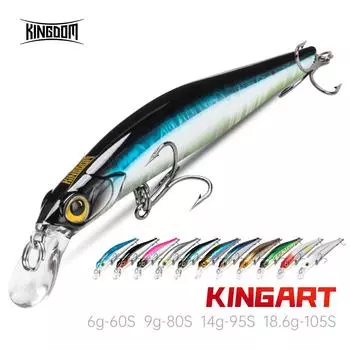 Kingdom Hot Jerkbaits Рыболовные приманки 60 мм, 6 г, 80 мм, 9 г, 95 мм, 14 г, 105 мм, 18,6 г, тонущая приманка гольяна, высококачественные твердые приманки, хорошие воблеры 9506-60mm-6g-02