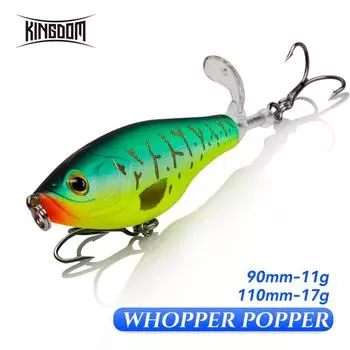 Kingdom Propeller Topwater Рыболовные приманки 9 см 11 см Плавающие искусственные приманки Жесткий лоппер Мягкий вращающийся хвост Рыболовные снасти 9501-11g-X01