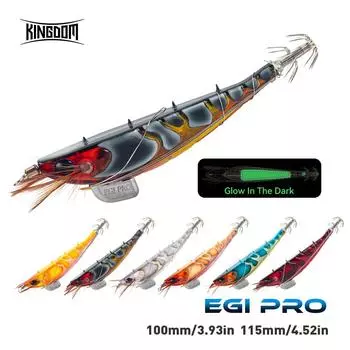 Kingdom Рыболовные приманки EGI PRO SHRIMPER 100 мм 115 мм, приманка для кальмаров, поводок, приманка для кальмаров, тонущие приманки для кальмаров, креветки, мягкие ножки, светящаяся приманка для каракатицы