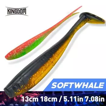 KINGDOM Softwhale Bait Wobble Силиконовая рыболовная приманка Двухцветный джиг-воблеры Искусственная приманка TPR/PVC Swimbait Carp Bass снасти 13g