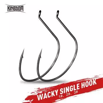 Kingdom Wacky Rig Drop Shot Крючки 15 шт./пакет 1 # 2 # 3 # Высокоуглеродистая сталь Колючие рыболовные крючки без сорняков Окунь Одиночный червь