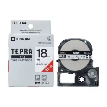 Kingjim Tepra PRO Tape Cartridge Long 18mm White Letters Length 16m SS18KL [Genuine] Label/Black