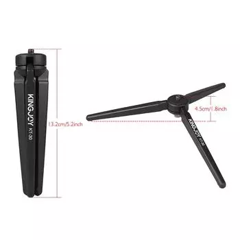 KINGJOY Портативный мини-штатив-стабилизатор, устойчивый алюминиевый сплав, настольная настольная подставка на трех ножках чёрный