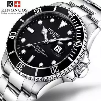 KINGNUOS Green Water Ghost Кварцевые часы Водонепроницаемые мужские часы Мужские часы