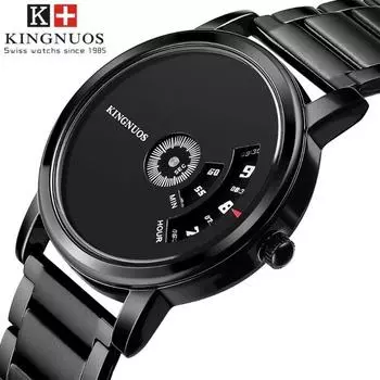 KINGNUOS Персонализированные деловые мужские часы Креативные модные мужские кварцевые часы без рук