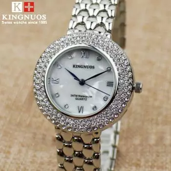 KINGNUOS Высококачественные модные часы с бриллиантами, водонепроницаемые женские часы с римскими цифрами и бриллиантами, студенческие часы-браслет