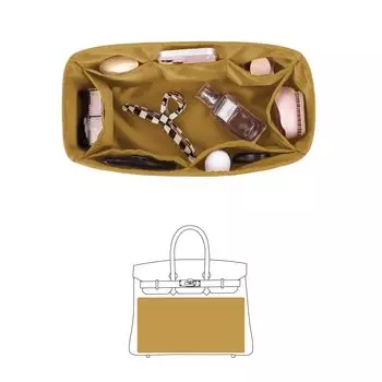 KINGS IN BAG Роскошная легкая сумка для хранения Внутренняя часть сумки из сатина, подходящая для Birkin 25 Подходящая для Birkin 25 Сумка-в-сумке Сумка-в-сумке Birkin (кунжут, 25)