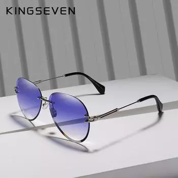 KINGSEVEN DESIGN винтажные модные солнцезащитные очки без оправы, женские солнцезащитные очки с градиентными линзами, брендовый дизайнер M