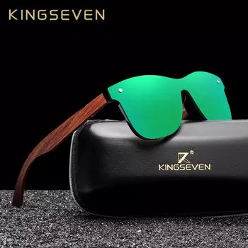 KINGSEVEN Натуральные деревянные солнцезащитные очки мужские поляризационные модные солнцезащитные очки M чёрный