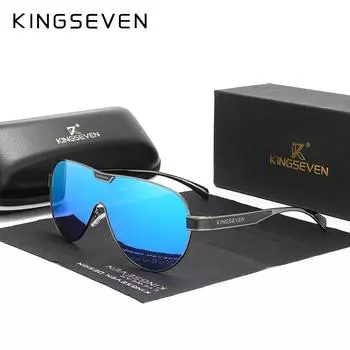KINGSEVEN новые большие солнцезащитные очки для мужчин и женщин с поляризационными зеркальными линзами, защита от ультрафиолета, мужские очки из нержавеющей стали N7762
