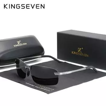 KINGSEVEN новые модные мужские алюминиевые солнцезащитные очки поляризационные без оправы простой дизайн солнцезащитные очки для вождения брендовые мужские UV400