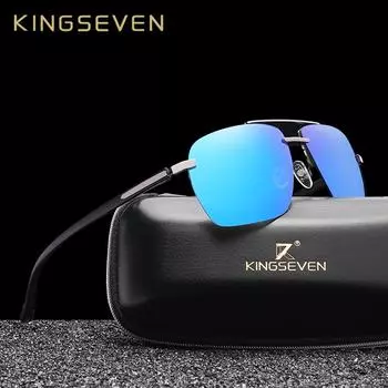KINGSEVEN TR90 поляризационные солнцезащитные очки в оправе мужские солнцезащитные очки без оправы с зеркальными линзами мужские очки для рыбалки M серый/чёрный
