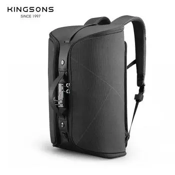 Kingsons 25L Противоугонный противопорезный складной мужской рюкзак черный дорожные сумки сумка для ноутбука 15,6 дюйма с USB-портом для зарядки/замком TSA/магнитным нагрудным ремнем чёрный