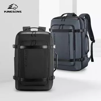 Kingsons 35 л Большая вместимость, эквивалентная 20-дюймовому чемодану, многофункциональный портативный мужской рюкзак для 17-дюймового ноутбука, черный/синий чёрный
