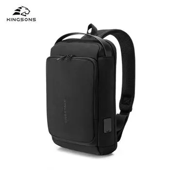 Kingsons Anti-theft Men Chest Bag with Customs Password Lock &USB Fast Charging C Port Business Sling Bag Black Crossbody Bag Male Messenger Bag чёрный