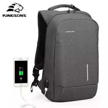 Kingsons Men s Backpack Urban Style Fit For 13.3 inch Laptop Backpack W/ Usb Charging Port,180° Open Waterproof KS3149W Dark Gray 13.3 inch темно-серого