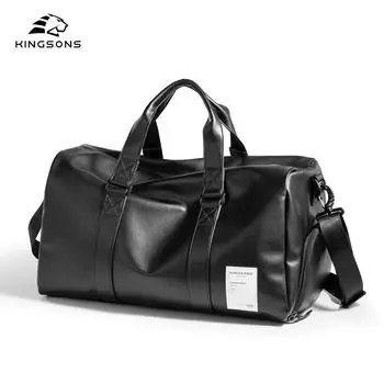 Kingsons Новая дорожная сумка для багажа объемом 29 л для мужчин и женщин, водонепроницаемая спортивная сумка из искусственной кожи с чехлом для обуви и отделением для сухой и влажной среды чёрный
