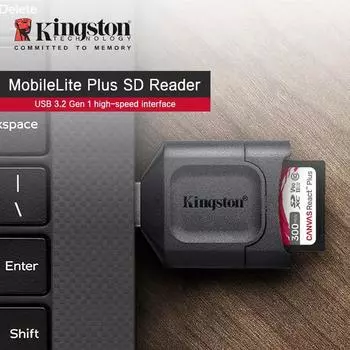 Kingston Устройство чтения карт памяти SD MLP USB 3.2 UHS-II Устройство чтения карт памяти SDHC Устройство чтения карт памяти SDXC USB-адаптер MobileLite Plus для компьютера MLPSD Card Reader