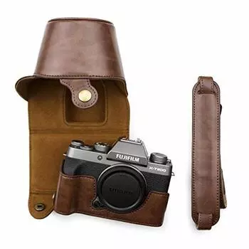 kinokoo Чехол для камеры FUJIFILM, задняя часть камеры, совместимая со сменным объективом, искусственная кожа, легкий, отверстие для штатива, в комплекте плечевой ремень XT200/X-T200