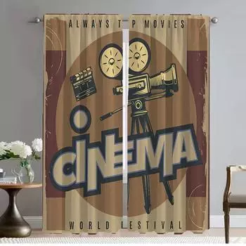 Киношторы для гостиной Шторы для комнаты 2-панельные Шторы для домашнего интерьера Разделение Хэллоуин Украшения Оттенки Кухня W50xH70cmx2pcs-CL