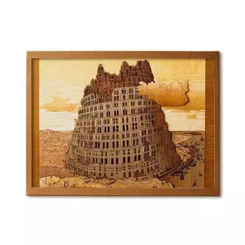 KINOWA of Babel Деревянная картина Оригинальный набор ручной работы Шедевр Брейгеля Сделано в Японии Башня II