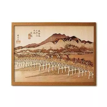 KINOWA Sanjo, оригинальный набор ручной работы из дерева, Хиросигэ, 53 станции Токайдо, сделано в Японии, «Киото Охаси», Укиё-э