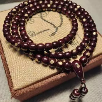 Киноварь для звезды и луны Бусины Будды Бодхи 108 инкрустированных бусинок в старинном стиле с 10 000 символов