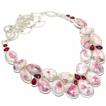 Киноварь, гранатовый драгоценный камень, ручная работа, серебряное ожерелье 925 пробы, 18 дюймов JCN380-15