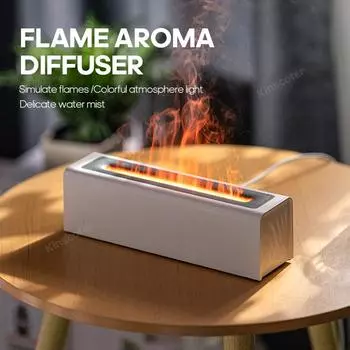 KINSCOTER Flame Aroma Diffuser Увлажнитель воздуха Ультразвуковой генератор холодного тумана Fogger Светодиодная лампа-диффузор с эфирным маслом