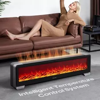 KINSCOTER KR 2000W Плинтусный нагревательный элемент Камин Светильник Обогреватель Воздуха Энергосберегающий Безопасный Обогреватель Алюминиевый Отопление