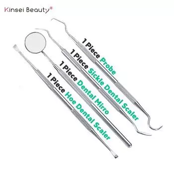 Kinsei Beauty, 4 шт., стоматологическое зеркало для рта, многофункциональное, для проверки внутренней части полости рта, ручка из нержавеющей стали, инструмент для отбеливания зубов, чистка полости рта
