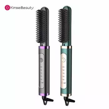 Kinsei Beauty электрическая щетка с подогревом, расческа для выпрямления волос, щетка-выпрямитель для волос, керамические бигуди, горячая расческа для мужчин, инструмент для выпрямления волос бороды EU Plug зелёный