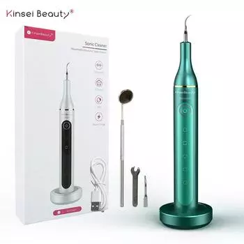 Kinsei Beauty Ультразвуковой зубной скалер для удаления зубного камня Стоматологический скалер для чистки зубов Электрический звуковой прибор для удаления пятен и зубного налета белый