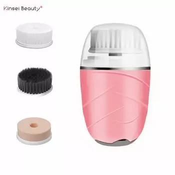 KinseiBeauty 3 в 1 электрическая щетка для лица очищающий массажер для кожи щетка для лица очищающее средство для глубоких пор вращающаяся водонепроницаемая щетка для лица