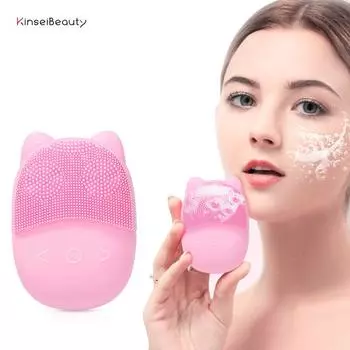 KinseiBeauty электрическое очищающее средство для лица, машина для чистки лица, очиститель пор кожи, силиконовая щетка для очищения лица, щетка для мытья лица зелёный