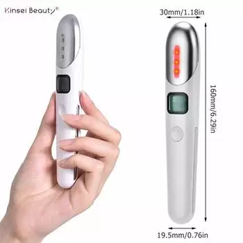 KinseiBeauty EMS Массаж глаз Красный свет Терапия Омолаживающий против морщин Удаление темных кругов против старения Красота Уход за глазами Вибрационный массажер белый