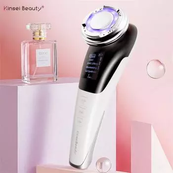 KinseiBeauty EMS массажер для лица светодиодная световая терапия звуковая вибрация удаление морщин подтяжка кожи горячая прохладная процедура уход за кожей косметическое устройство