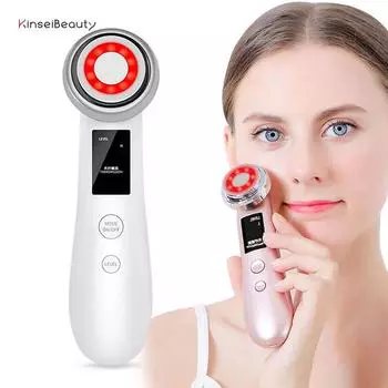 KinseiBeauty RF Радиочастотный светодиодный фотон для лица Уход за кожей Красота Устройство Подтяжка лица Подтяжка морщин Удаление морщин розовый