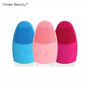 KinseiBeauty Силиконовая электронная массажная щетка для очищения лица с зарядным устройством USB чёрный