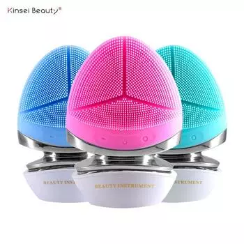 KinseiBeauty Силиконовая щетка для очищения лица Электрическое устройство для очистки лица Массажер для лица Очиститель кожи Звуковая вибрация Щетка для глубокой очистки пор синий