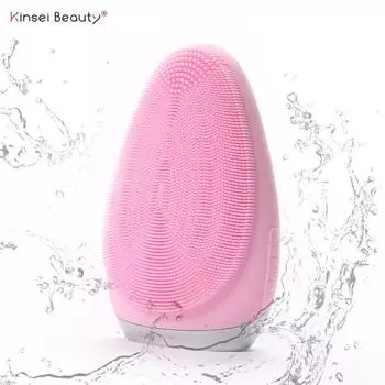 KinseiBeauty Жидкий силикон Электрическая щетка для очищения лица Вибрационный очиститель для лица Глубокая очистка пор Инструменты для ухода за кожей лица Массажер Омоложение чёрный
