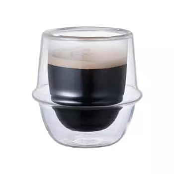 KINTO KRONOS Double Wall Espresso Cup 80ml Heat Resistant Glass Safe Gift Present 23104 Microwave/Dishwasher