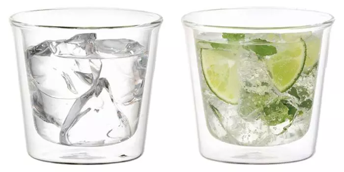 KINTO Set of 2 Double Walled Whiskey Glass Cast 250ml Tumbler - (8.8oz) чистый
