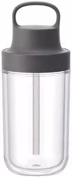 KINTO Too Go Bottle 360ml Dark Gray with Straw Lightweight Water Bottle Dishwasher Safe Double Structure 20065 темно-серого