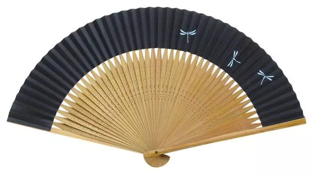 Киотский веер Стрекоза, сделанный в Японии, Киотский бумажный веер, двухсторонний, ручной работы, японский узор, для мужчин, для мужчин