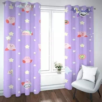 Kirby Cartoon Curtain Home Cute Printing Light Filtering Curtains Living Room Children Bedroom Style Decoration Window Blackout 100x140