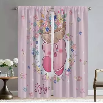 Kirbys Curtains for Bedroom Modern Living Room Curtains 2 Pieces Shades Partition Halloween Decoration Window Curtain Kitchen W50xH70cmx2pcs-CL