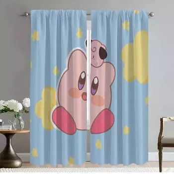 Kirbys Tulle for Bedroom Elegant Room Curtains 2 Pieces Shades Partition Home Interior Curtains Halloween Decoration Curtain W50xH70cmx2pcs-CL